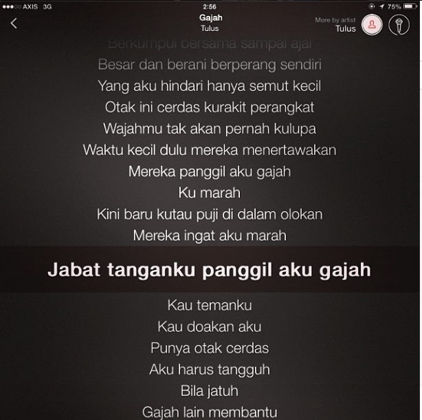 Lirik lagu "gajah"