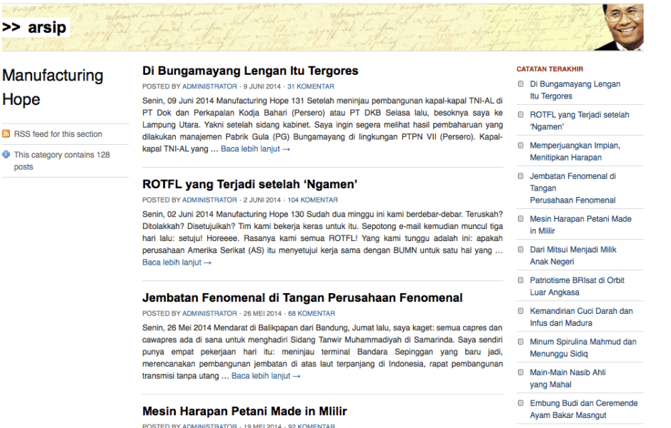 Tulisan-tulisan Dahlan Iskan di blog