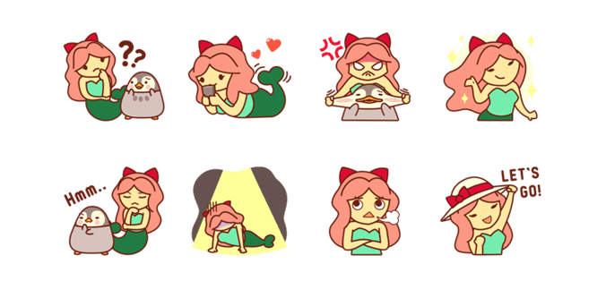 Stiker Mima the Mermaid di LINE