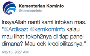 Jawaban dari Twitter Resmi Kominfo 